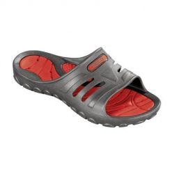 Klapki unisex Beco czerwono-szare. Czerwone klapki damskie 47 Brand, bez wzorów, bez obcasa, bez zapięcia. Za 196.99 zł.
