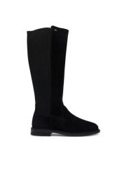 Tommy Hilfiger Kozaki Enamel Flag Suede High Chelsea FW0FW09574 Czarny. Czarne kozaki damskie Tommy Hilfiger, ze skóry, bez obcasa, na płaskiej podeszwie, bez zapięcia. Za 849.99 zł.