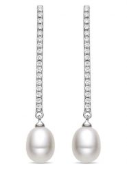 Luxenter Srebrne kolczyki-wkrętki z perłami rozmiar: onesize. Szare kolczyki damskie Luxenter, z cyrkonią, srebrne. Za 86.99 zł.