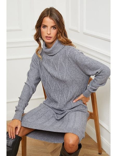 Joséfine Sukienka dzianinowa "Bernie" w kolorze szarym rozmiar: S. Szare sukienki damskie Joséfine, bez wzorów, z dzianiny, bez ramiączek. Za 205.45 zł.