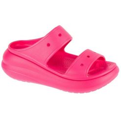 Klapki Crocs Classic Crush Sandal 207670-6ZQ różowe. Czerwone klapki damskie bez wzorów, bez obcasa, bez zapięcia. Za 306.26 zł.