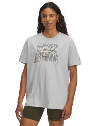 Under Armour Koszulka funkcyjna w kolorze szarym rozmiar: XL. Szare koszulki damskie Under Armour, xl, bez wzorów, bez kołnierzyka, bez ramiączek. Za 78.84 zł.