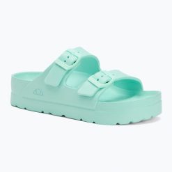 Klapki damskie Ellesse Beverly. Zielone klapki damskie Ellesse, bez wzorów, z gumy, bez obcasa, bez zapięcia. Za 52.99 zł.