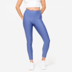 Legginsy fitness damskie Domyos. Czarne legginsy damskie DOMYOS, l, bez wzorów, z elastanu. Za 79.99 zł.