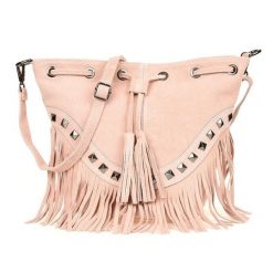 Worek skórzany VERA PELLE pudrowy róż X39. Czerwone torebki klasyczne damskie ze skóry, bez dodatków. Za 174.90 zł.