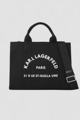 KARL LAGERFELD Сzarna bawełniana damska torebka. Czarne torebki klasyczne damskie KARL LAGERFELD, z bawełny, bez dodatków. W wyprzedaży za 349.99 zł.