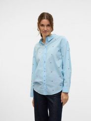 Vero Moda Koszula w kolorze błękitnym rozmiar: S. Niebieskie koszule damskie Vero Moda, s, bez wzorów, z bawełny, bez kołnierzyka, bez ramiączek. Za 83.62 zł.