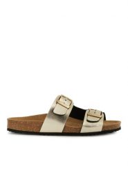 Geox Klapki D Brionia D35LSL 000BN C2012 Złoty. Żółte klapki damskie Geox, bez wzorów, ze skóry, bez obcasa, bez zapięcia. Za 319.99 zł.