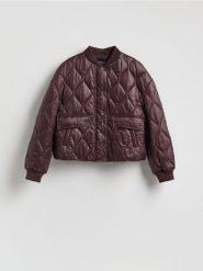 Pikowana kurtka - mahoniowy. Brązowe kurtki damskie Reserved, l, bez wzorów, z tkaniny, bez kaptura. Za 199.99 zł.