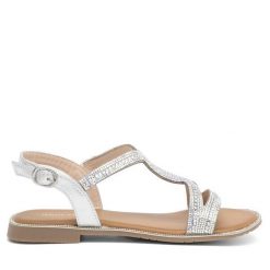 Sandały Jenny Fairy. Szare sandały damskie Jenny Fairy, bez wzorów, bez obcasa, na płaskiej podeszwie, bez zapięcia. Za 119.99 zł.