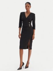 Rinascimento Sukienka koktajlowa CFC0020161002 Czarny Slim Fit. Czarne sukienki damskie Rinascimento, bez wzorów, z syntetyku, wizytowe, bez ramiączek. Za 579.99 zł.