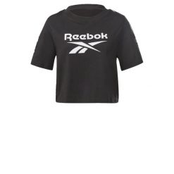 Koszulka treningowa damska Reebok TE Tape Pack Tee. Czarne koszulki damskie Reebok, xs, bez wzorów, bez kołnierzyka, bez ramiączek. Za 35.24 zł.