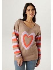 Aniston Sweter w kolorze karmelowym rozmiar: 48. Brązowe swetry klasyczne damskie Aniston, bez kołnierzyka. Za 173.99 zł.