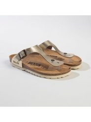 BACKSUN Japonki "Singapore" w kolorze złotym rozmiar: 42. Żółte klapki damskie Backsun, bez wzorów, z materiału, z otwartym noskiem, bez obcasa, bez zapięcia. Za 130.99 zł.