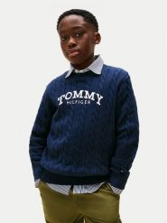 Tommy Hilfiger Kardigan KG0KG08953 Granatowy Regular Fit. Niebieskie swetry dziewczęce Tommy Hilfiger, bez wzorów, z syntetyku, bez kołnierzyka, bez ramiączek. Za 289.99 zł.