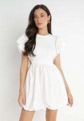 Biała Sukienka Altheia. Białe sukienki damskie Born2be, z aplikacjami, z bawełny, klasyczne, bez ramiączek. Za 159.99 zł.