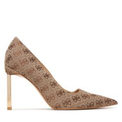 Szpilki Guess. Brązowe szpilki damskie Guess, z aplikacjami, bez obcasa, na szpilce, bez zapięcia. Za 634.99 zł.