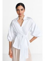 Rich & Royal Bluzka w kolorze białym rozmiar: 42. Białe bluzki damskie Rich & Royal, bez wzorów, z bawełny, bez kołnierzyka, bez ramiączek. Za 217.23 zł.