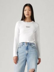 Levi's Koszulka w kolorze białym rozmiar: M. Białe bluzki damskie Levi's, m, bez wzorów, z bawełny, bez kołnierzyka, bez ramiączek. Za 101.23 zł.