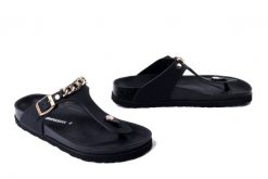 DR. BRINKMANN 700692-01 schwarz, klapki japonki damskie. Czarne klapki damskie Dr. Brinkmann, bez wzorów, ze skóry, bez obcasa, bez zapięcia. Za 309.90 zł.