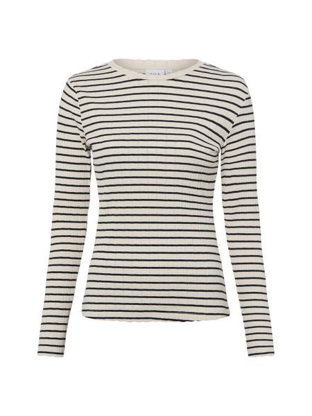 Vila Damska koszula z długim rękawem - VIAmeline Kobiety Bawełna beżowy|czarny w paski, XS. Brązowe koszule damskie Vila, uniwersalny, bez wzorów, z bawełny, klasyczne, bez kołnierzyka, bez ramiączek. Za 149.95 zł.