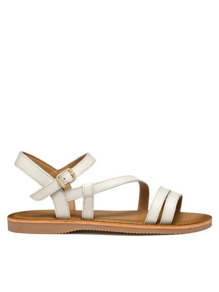 Geox Sandały J Eolie J55BSA 85 C1000 M Biały. Białe sandały dziewczęce Geox, ze skóry, bez obcasa, bez zapięcia. Za 239.99 zł.