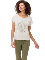 Heine Koszulka w kolorze kremowym rozmiar: 38. Brązowe bluzki damskie Heine, bez wzorów, bez kołnierzyka, bez ramiączek. Za 30.99 zł.