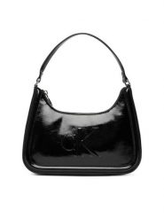 Calvin Klein Torebka Bold Ck Metallic Shoulder Bag LV04F3332G Czarny. Czarne torebki klasyczne damskie Calvin Klein, ze skóry, bez dodatków. Za 409.99 zł.