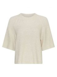 MOSS COPENHAGEN Sweter "Milania" w kolorze kremowym rozmiar: M/L. Brązowe swetry klasyczne damskie Moss Copenhagen, l, z poliamidu, bez kołnierzyka. Za 201.08 zł.