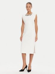 Rinascimento Sukienka koktajlowa CFC0020043002 Biały Slim Fit. Białe sukienki damskie Rinascimento, bez wzorów, z syntetyku, wizytowe, bez ramiączek. Za 429.99 zł.