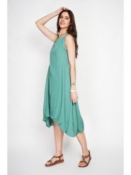 Le Jardin du Lin Lniana sukienka w kolorze turkusowym rozmiar: 42. Niebieskie sukienki damskie Le jardin du lin, bez wzorów, ze lnu, bez ramiączek. Za 130.99 zł.