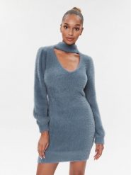 Guess Sukienka dzianinowa W3BK0Z Z3BS0 Granatowy Slim Fit. Niebieskie sukienki damskie Guess, z aplikacjami, z dzianiny, bez ramiączek. Za 319.99 zł.