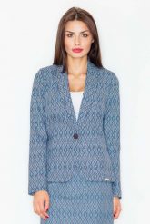 Elegancki Wzorzysty Żakiet na Jeden Guzik Wzór 31. Czarne marynarki i żakiety damskie Figl, xl, bez wzorów, z materiału, eleganckie. Za 279.00 zł.