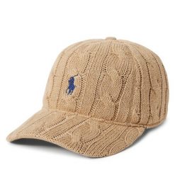 Czapka z daszkiem Polo Ralph Lauren. Brązowe czapki z daszkiem damskie Polo Ralph Lauren, bez wzorów. Za 529.99 zł.