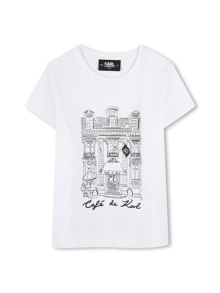 Karl Lagerfeld Kids T-Shirt Z30494 S Biały Regular Fit. Białe koszulki i t-shirty dziewczęce Karl Lagerfeld Kids, bez wzorów, z bawełny, bez kołnierzyka, bez ramiączek. Za 199.99 zł.