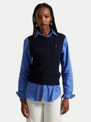 Polo Ralph Lauren Sweter 211971882501 Granatowy Slim Fit. Niebieskie swetry klasyczne damskie Polo Ralph Lauren, xl, z bawełny, bez kołnierzyka. Za 729.99 zł.