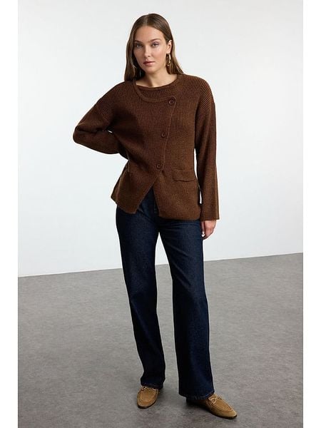 Trendyol Kardigan w kolorze brązowym rozmiar: S. Brązowe kardigany damskie Trendyol, s, bez wzorów, prążkowane. Za 95.99 zł.