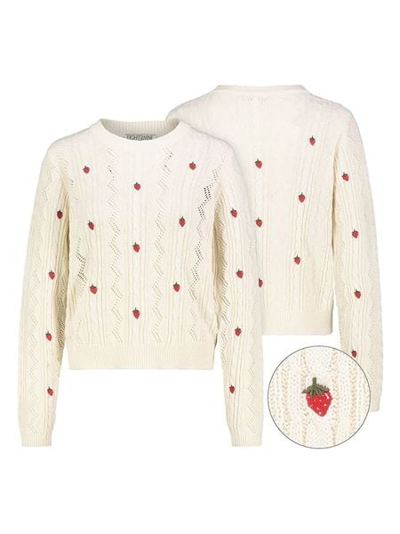 Eight2Nine Sweter w kolorze kremowo-czerwonym rozmiar: L. Brązowe swetry klasyczne damskie Eight2Nine, l, z bawełny, bez kołnierzyka. Za 113.99 zł.