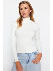 Trendyol Koszulka w kolorze białym rozmiar: XL. Białe koszulki damskie Trendyol, xl, bez wzorów, bez kołnierzyka, bez ramiączek. Za 43.99 zł.