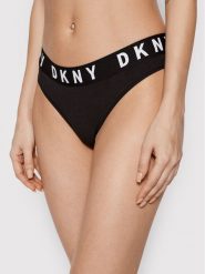DKNY Stringi DK4529 Czarny. Czarne stringi DKNY, bez wzorów, z bawełny. Za 69.99 zł.