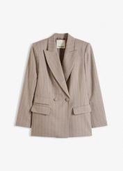 Żakiet w paski. Brązowe marynarki i żakiety damskie bonprix, bez wzorów, eleganckie. Za 219.99 zł.