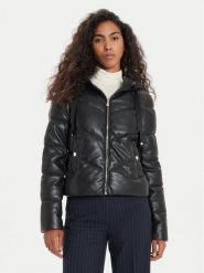 Morgan Kurtka zimowa 242-GSOL Czarny Regular Fit. Czarne kurtki damskie Morgan, na zimę, bez wzorów, ze skóry, bez kaptura. Za 339.99 zł.