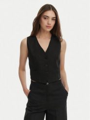 Marella Kamizelka garniturowa Veranda 2615151032 Czarny Regular Fit. Czarne kamizelki damskie Marella, bez wzorów, ze lnu, bez kaptura. Za 539.99 zł.