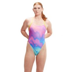 Strój Kąpielowy Speedo Tie Back Pastel Ripples – Różowo/Niebieski - Rozmiar 38. Czerwone stroje jednoczęściowe Speedo, bez wzorów. Za 1,092.96 zł.