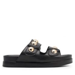 Klapki DeeZee. Czarne klapki damskie DeeZee, bez wzorów, bez obcasa, bez zapięcia. Za 119.99 zł.