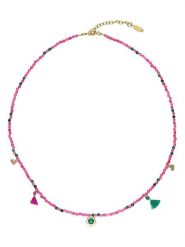 HIPANEMA Pozłacany naszyjnik "Yoyo" z kamieniami szlachetnymi - dł. 43 cm rozmiar: onesize. Różowe naszyjniki damskie HIPANEMA, z granatem, pozłacane. Za 76.04 zł.