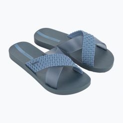 Klapki damskie Ipanema Sense Slide. Niebieskie klapki damskie Ipanema, bez wzorów, bez obcasa, bez zapięcia. Za 79.99 zł.