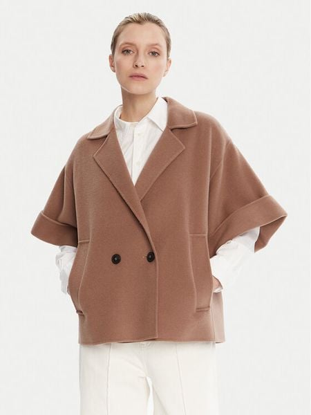 Weekend Max Mara Płaszcz wełniany Pera 2525086021 Brązowy Regular Fit. Brązowe płaszcze damskie Weekend Max Mara, na zimę, bez wzorów, z wełny, bez kaptura. Za 1,519.00 zł.
