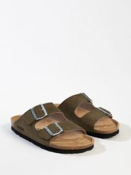 BACKSUN Klapki "Bali" w kolorze khaki rozmiar: 40. Brązowe klapki damskie Backsun, bez wzorów, z otwartym noskiem, bez obcasa, bez zapięcia. Za 189.95 zł.