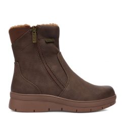 Botki Go Soft. Brązowe botki damskie GO SOFT, bez obcasa, na płaskiej podeszwie, bez zapięcia. Za 199.99 zł.